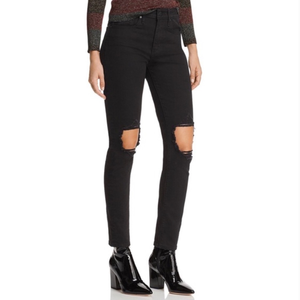 Levi’s 721 Black High Rise Skinny Busted Knee Jean Size W28 L28 NEW